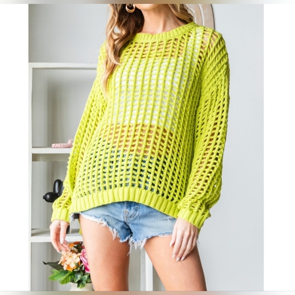 #464 🛑48 S,M,L Chic Boho Loose Fit Crochet Sweater Top - Picture 9 of 15